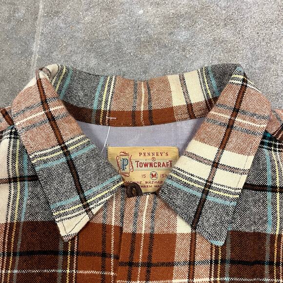 Vintage 50's Penney's Towncraft Loop Collar Flannel Medium - Picture 5 of 8